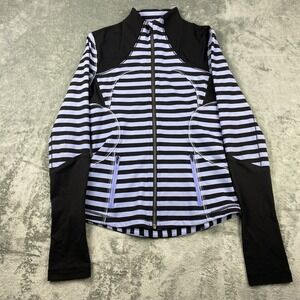 Lululemon Jacket Womens 6 Black Purple Sea Striped‎ Polar Haze Forme Zip Luon